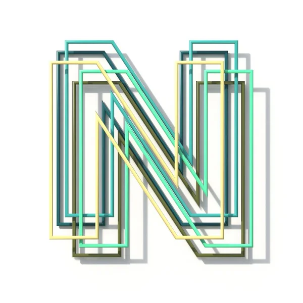 Три кольори лінії шрифту Літера N 3D — стокове фото