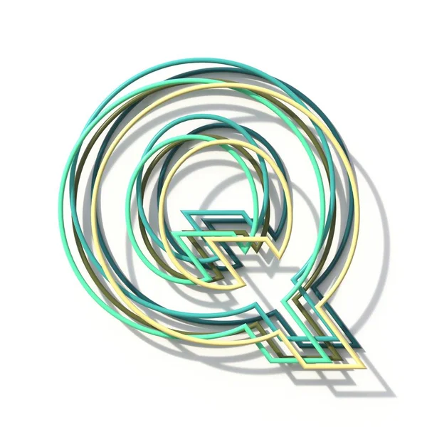 三种颜色 行字体 字母 Q 3d — 图库照片