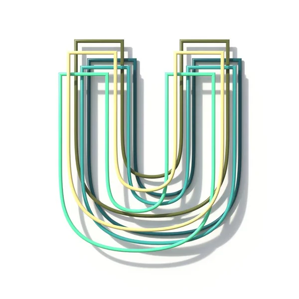 Три кольори лінії шрифту Літера U 3D — стокове фото