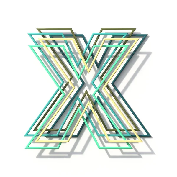 Trzy kolory linia czcionka litera X 3D — Zdjęcie stockowe