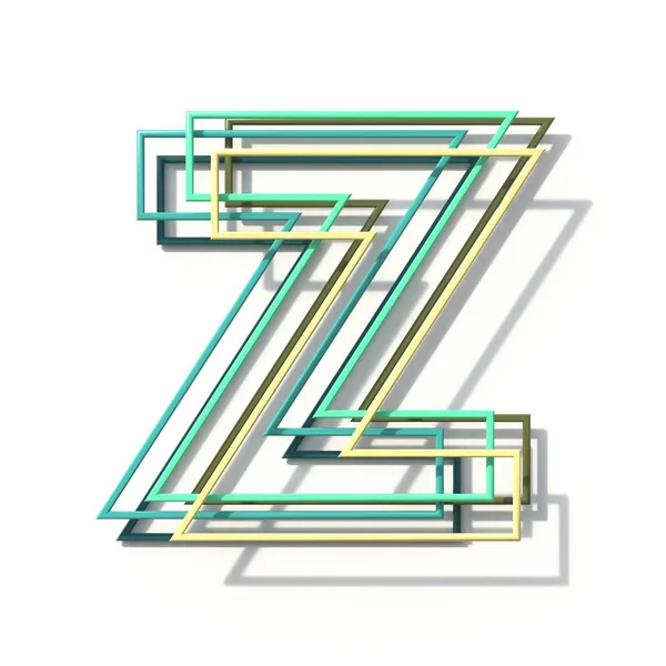 Trzy kolory linia czcionka litera Z 3D — Zdjęcie stockowe