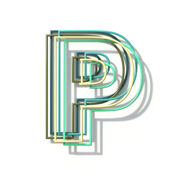 Three colors line font Letter P 3D — Stock Photo, Image