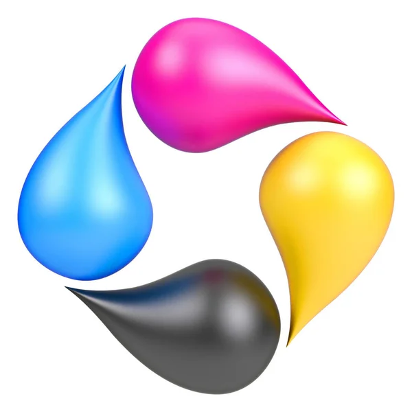 CMYK gotas logo 3D —  Fotos de Stock