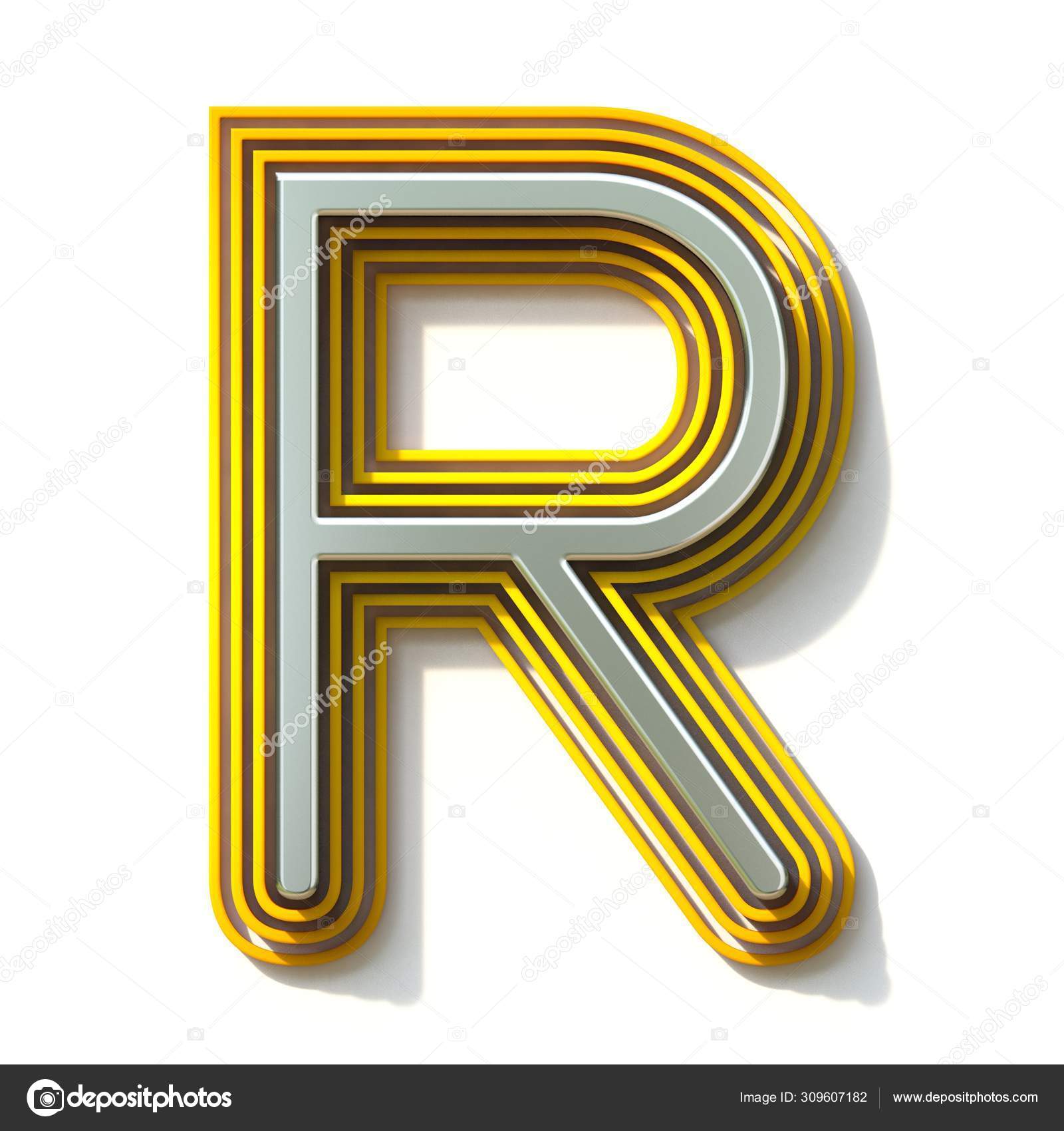 Yellow outlined font letter R 3D Stock Photo by ©djmilic 309607182