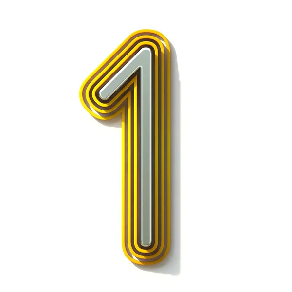 Geel omlijnd lettertype nummer 1 1 3D — Stockfoto