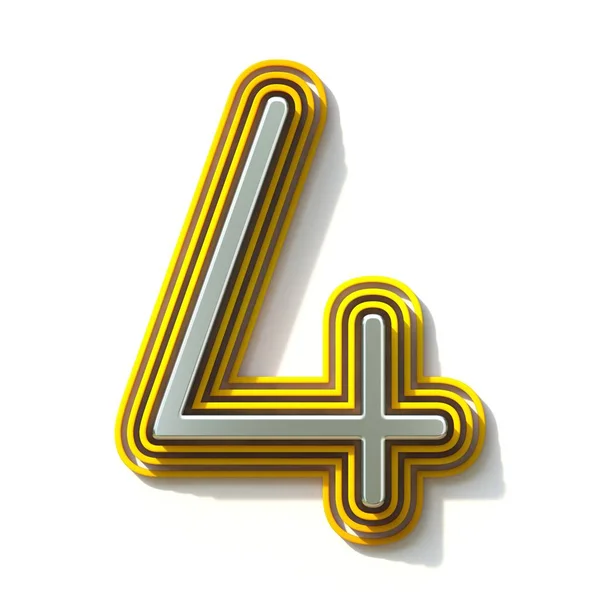 黄色のアウトラインフォント番号 4 4 3d — ストック写真