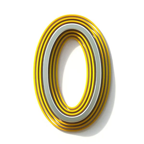 Κίτρινη γραμματοσειρά με περίγραμμα αριθμός 0 μηδέν 3D — Φωτογραφία Αρχείου