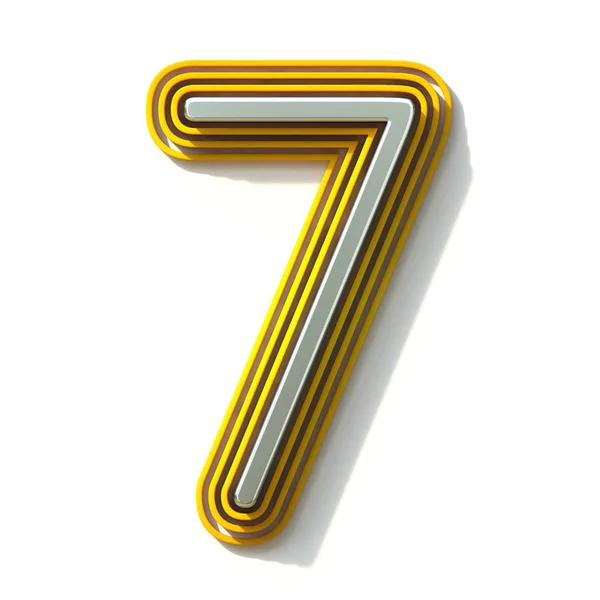 Gelb umrandete Schrift Nummer 7 sieben 3d — Stockfoto
