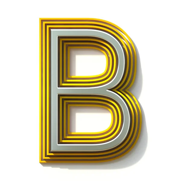 A sárga körvonalas betűjel B 3D — Stock Fotó