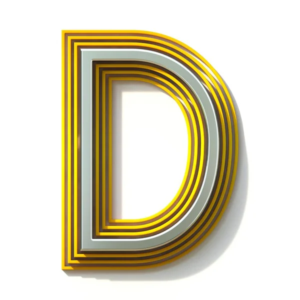 Yellow outlined font letter D 3D — Stock Photo, Image