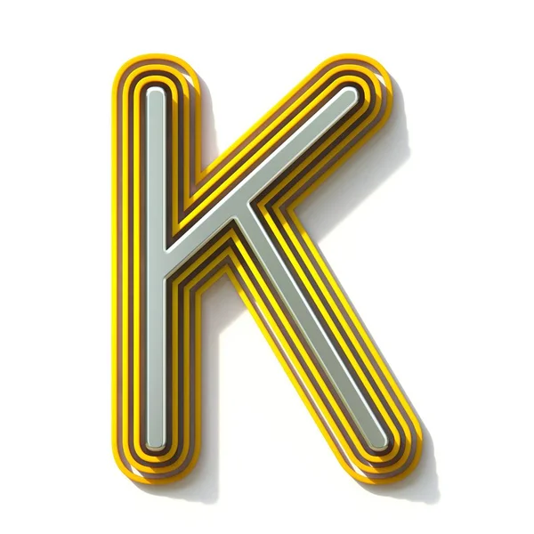 黄色 轮廓字体字母 K 3d — 图库照片