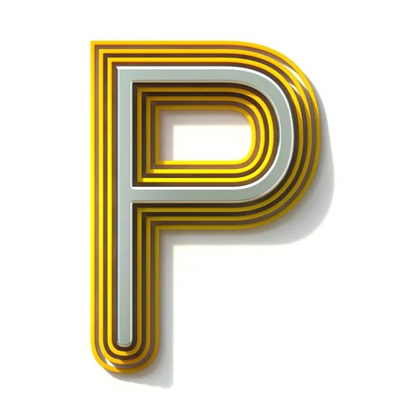 黄色のアウトラインフォント文字 P 3d — ストック写真