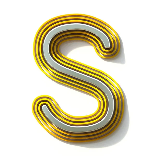 Písmeno písma se žlutým obrysem S 3D — Stock fotografie