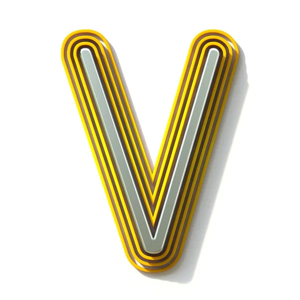 Giallo delineato lettera V 3D — Foto Stock