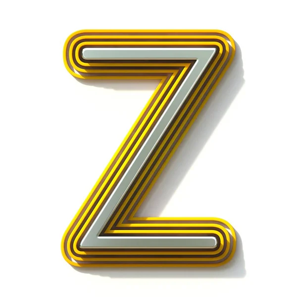 Yellow outlined font letter Z 3D — Stock Photo, Image