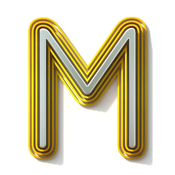 Sarı anahatlı yazı tipi harfi M 3d — Stok fotoğraf