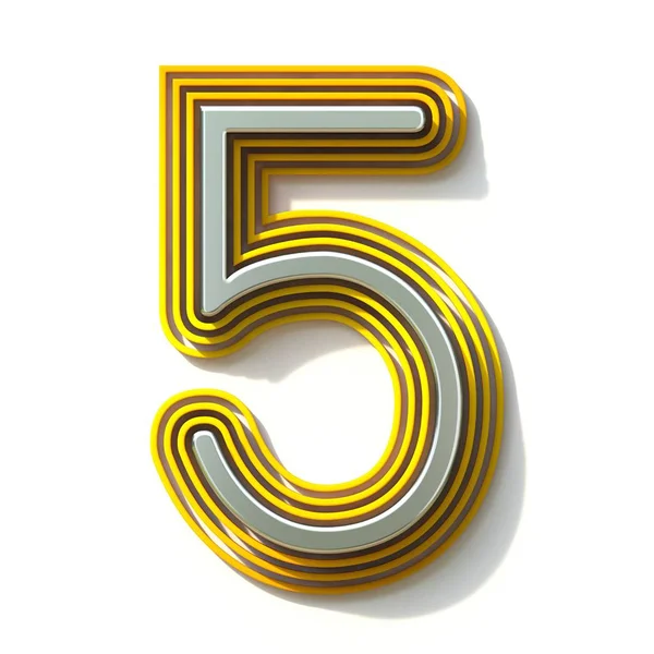 Yellow outlined font Number 5 FIVE 3D — Stock Photo, Image