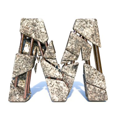 Somut kırık yazı tipi M 3d harfi