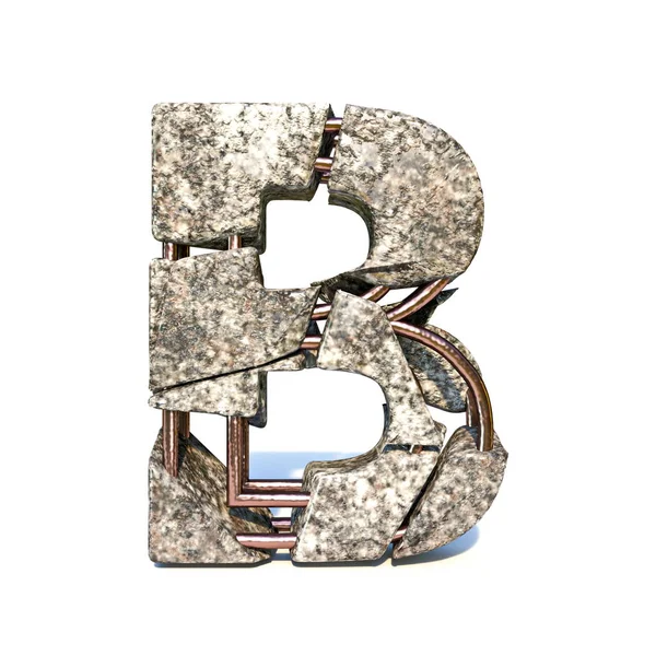 コンクリート破壊フォント文字B 3D — ストック写真