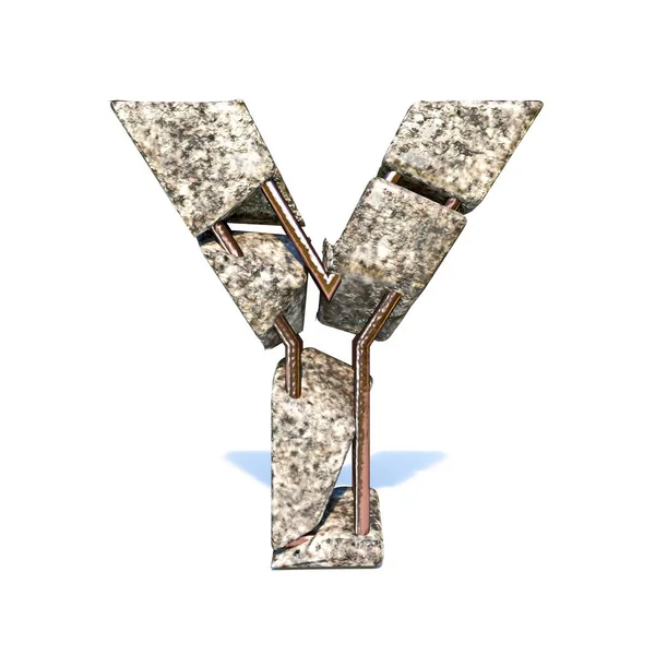 Somut kırık yazı tipi Y harfi 3d — Stok fotoğraf