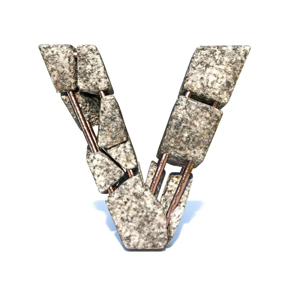 Caratteri frattura calcestruzzo Letter V 3D — Foto Stock