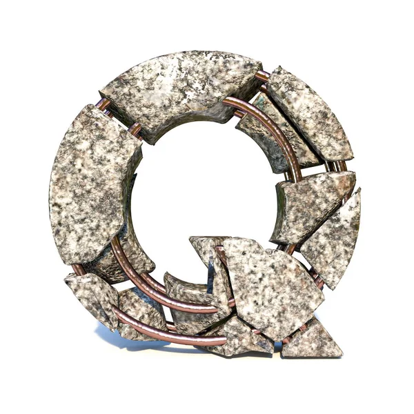 Fractura de hormigón fuente Letra Q 3D —  Fotos de Stock