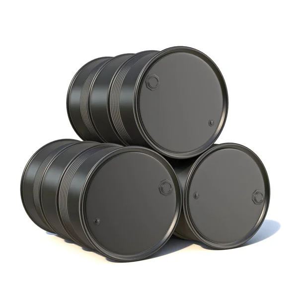 Tres barriles negros 3D — Foto de Stock