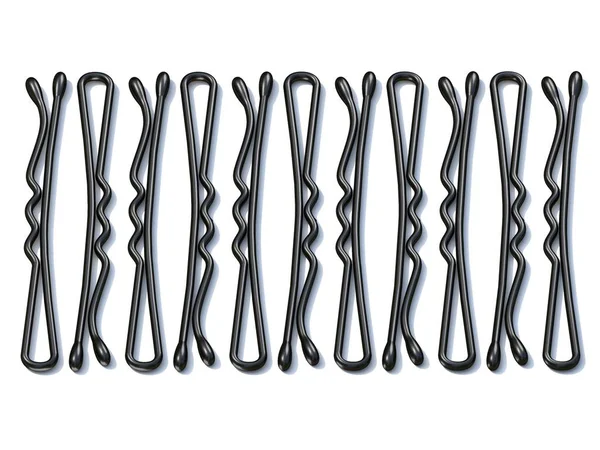 Düzenlenmiş siyah metal saç tokaları 3D — Stok fotoğraf