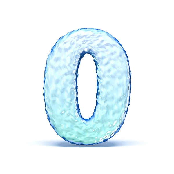 Ice crystal font Number 0 Zero 3d — Stock fotografie