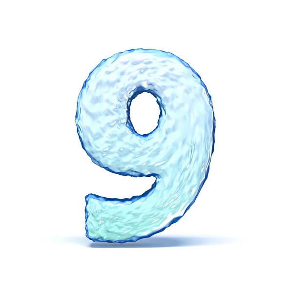 Ice crystal lettertype: Number 9 Nine 3d — Stockfoto