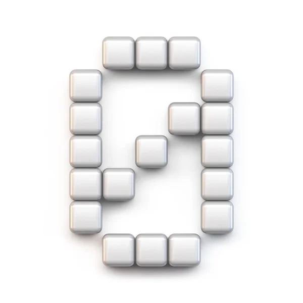 White Cube Pixel Font Number Zero Render Illustration Isolated White — Stock Photo, Image