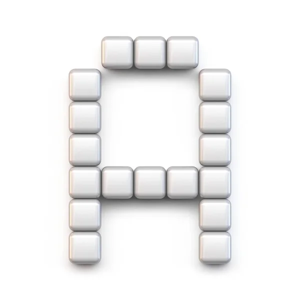Fehér Kocka Pixel Betűtípus Letter Render Illustration Isolated White Background — Stock Fotó