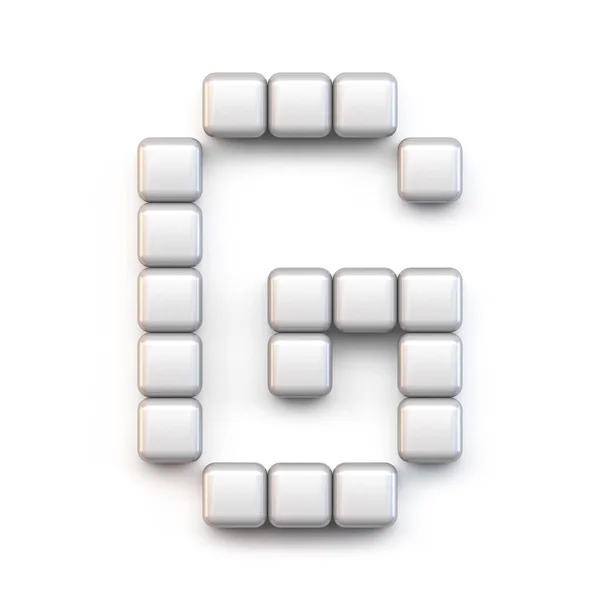 Fehér Kocka Pixel Betűtípus Letter Render Illustration Isolated White Background — Stock Fotó