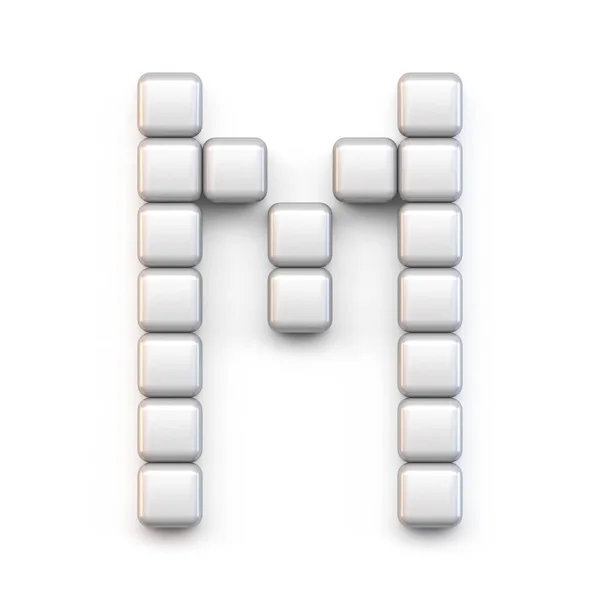 Λευκός Κύβος Εικονοστοιχείο Γραμματοσειρά Letter Καθιστούν Την Απεικόνιση Απομονωμένη Λευκό — Φωτογραφία Αρχείου