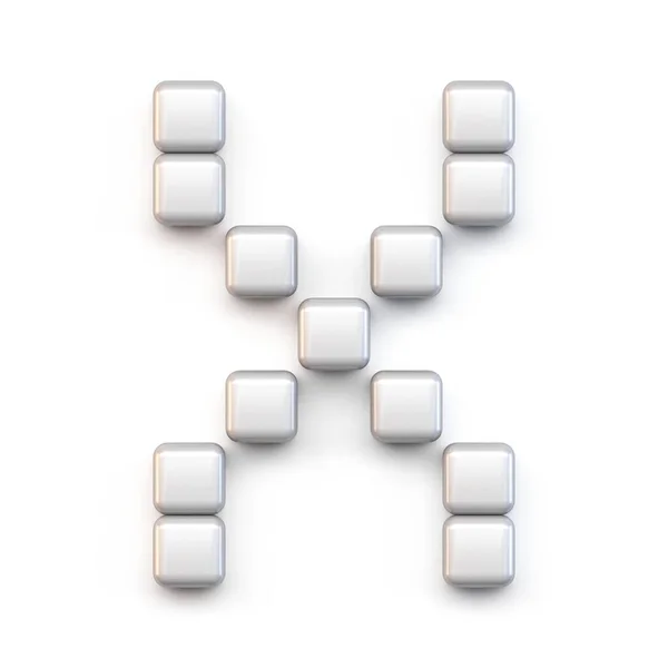 Cubo Bianco Pixel Font Lettera Illustrazione Rendering Isolata Sfondo Bianco — Foto Stock