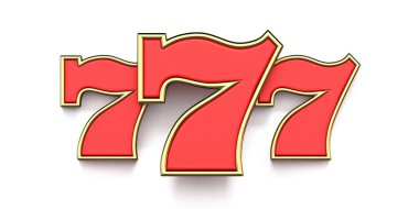 777 kumarhane işareti 3D çizim beyaz arkaplanda izole edildi