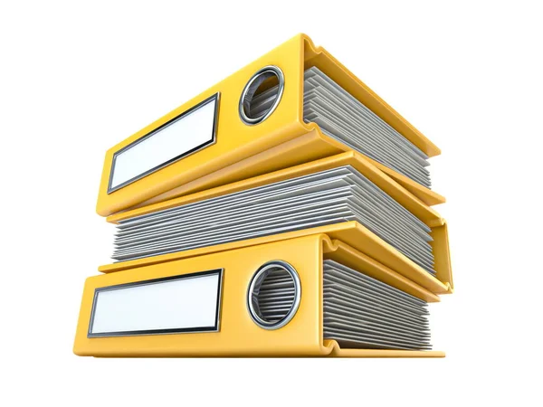 黄色のファイルフォルダ白い背景に隔離された3Dレンダリングイラスト — ストック写真