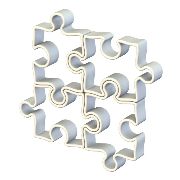 Quattro Puzzle Bianco Illustrazione Rendering Isolato Sfondo Bianco — Foto Stock