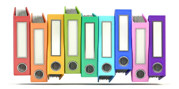 Разноцветные Офисные Папки Куча Трехмерной Иллюстрации Белом Фоне — стоковое фото