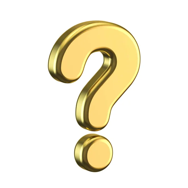 Golden Question Mark Render Illustration Isolated White Background — Stock Photo, Image