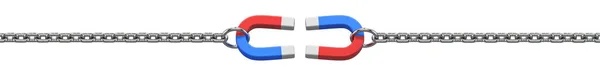 Zwei Magnete Der Kette Attraktion Renderdarstellung Isoliert Auf Weißem Hintergrund — Stockfoto