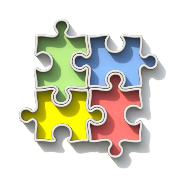 Four Basic Color Jigsaw Puzzle Render Illustration Isolated White Background — Stock Photo, Image