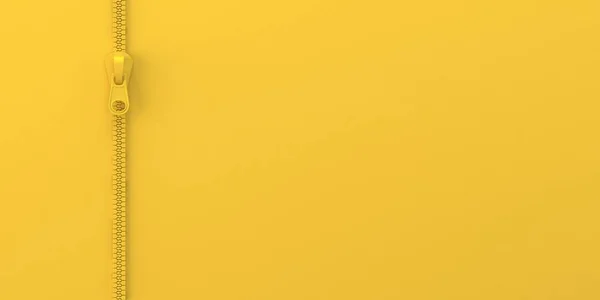 Gelber Vertikaler Reißverschluss Darstellung Auf Gelbem Hintergrund — Stockfoto