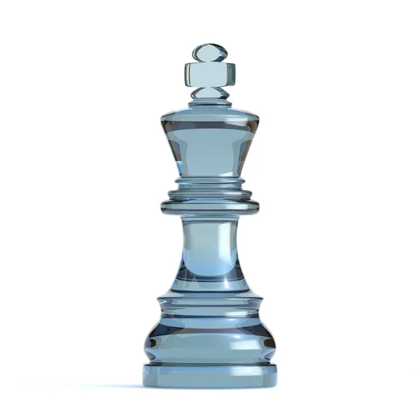 Glass King Chess Piece Render Illustration Isolated White Background — Stock Photo, Image