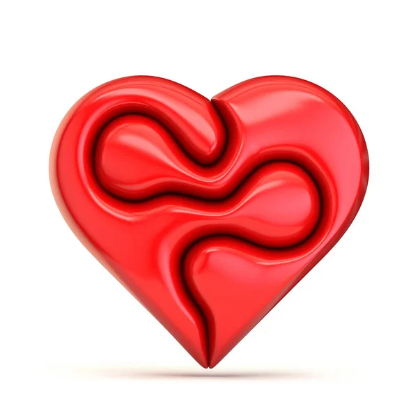 Duas Peças Vermelho Quebra Cabeça Coração Renderizar Ilustração Isolada Fundo — Fotografia de Stock