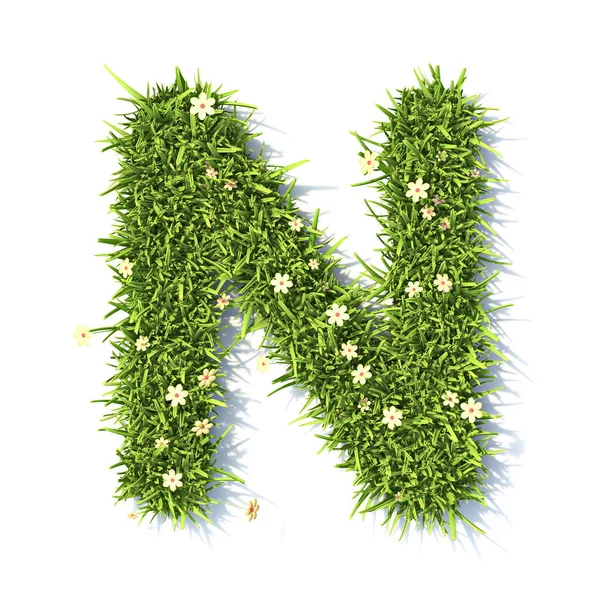 Grass Font Letra Ilustración Representación Aislada Sobre Fondo Blanco — Foto de Stock