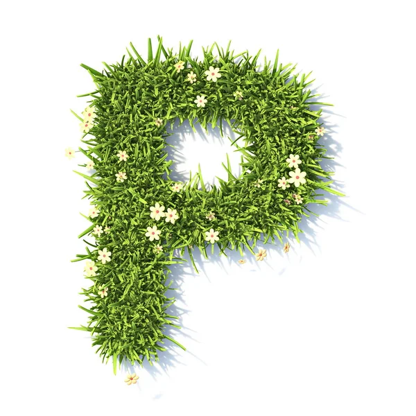 Grass Font Letra Ilustración Representación Aislada Sobre Fondo Blanco — Foto de Stock