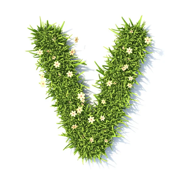 Grass Font Letra Ilustración Representación Aislada Sobre Fondo Blanco — Foto de Stock