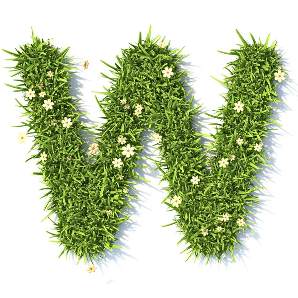 Grass Font Letra Ilustración Representación Aislada Sobre Fondo Blanco — Foto de Stock