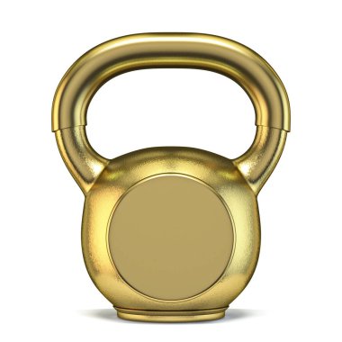 Altın çaydanlık çan ağırlığı 3D görüntüleme beyaz arkaplanda izole edildi